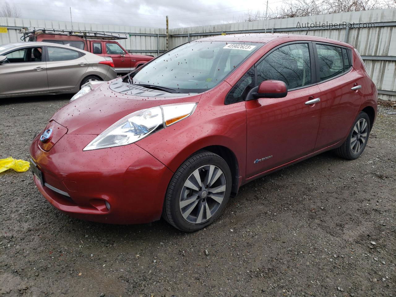 2015 Nissan Leaf S Красный vin: 1N4AZ0CPXFC301245