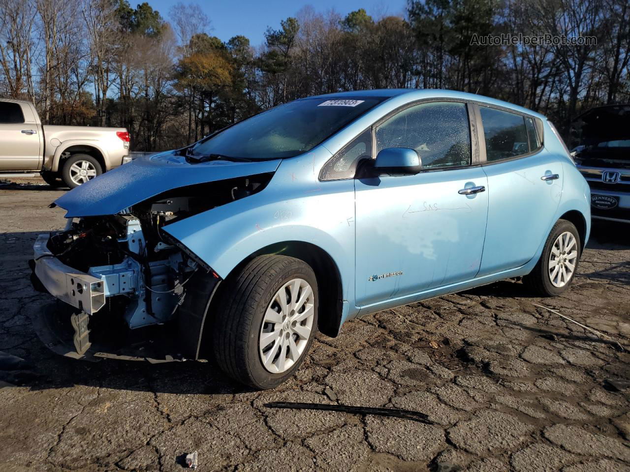 2015 Nissan Leaf S Turquoise vin: 1N4AZ0CPXFC320507