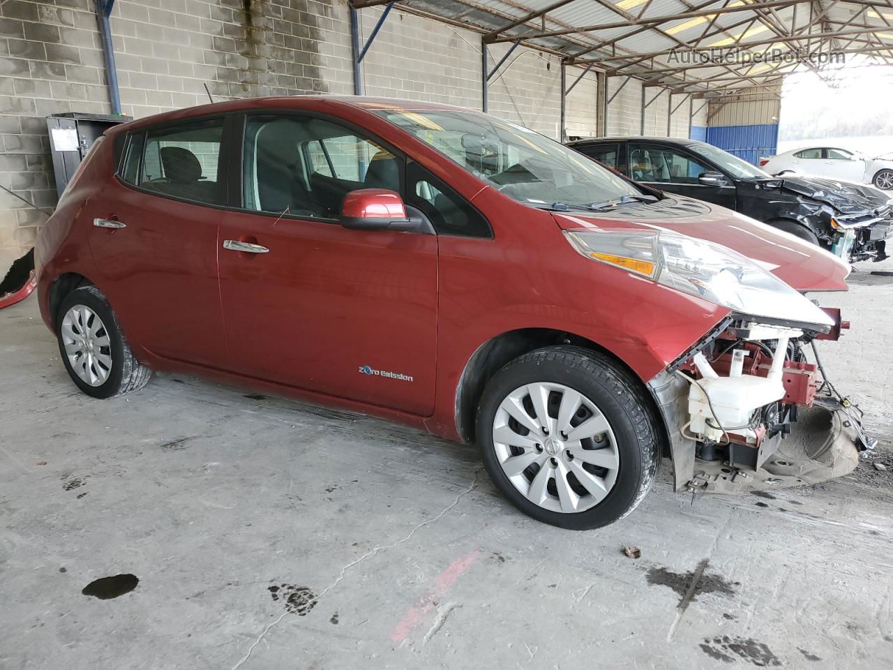 2015 Nissan Leaf S Burgundy vin: 1N4AZ0CPXFC322290