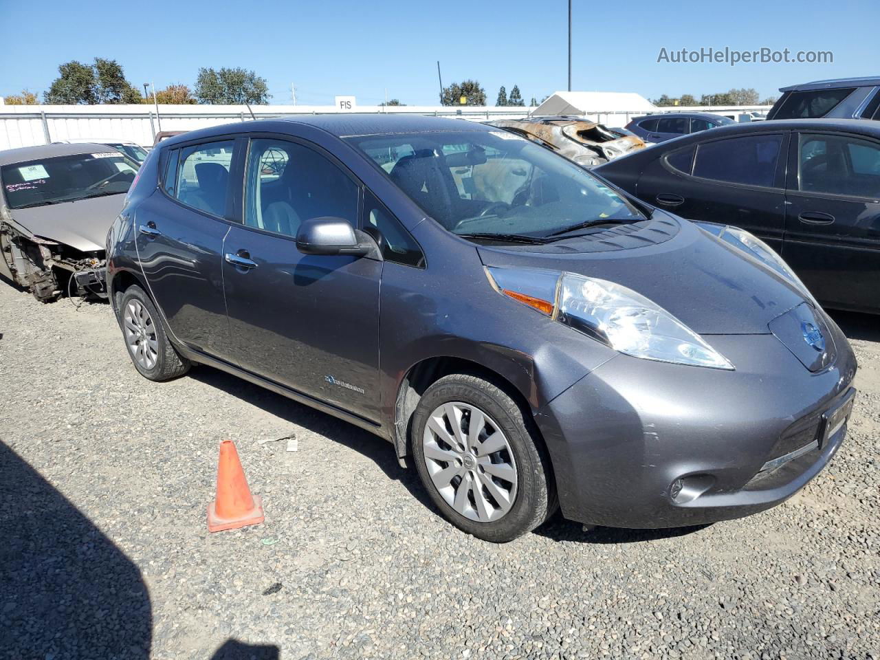 2015 Nissan Leaf S Gray vin: 1N4AZ0CPXFC328798