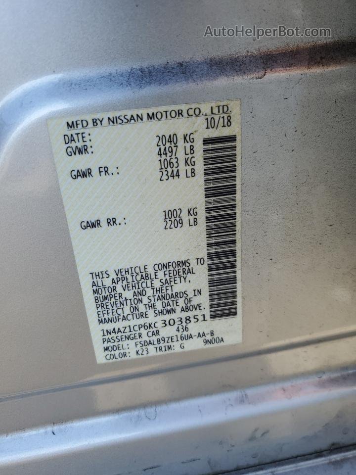 2019 Nissan Leaf S Silver vin: 1N4AZ1CP6KC303851