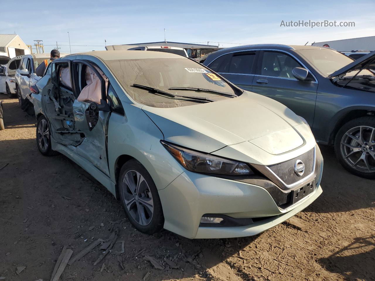 2019 Nissan Leaf S Зеленый vin: 1N4AZ1CP6KC305082