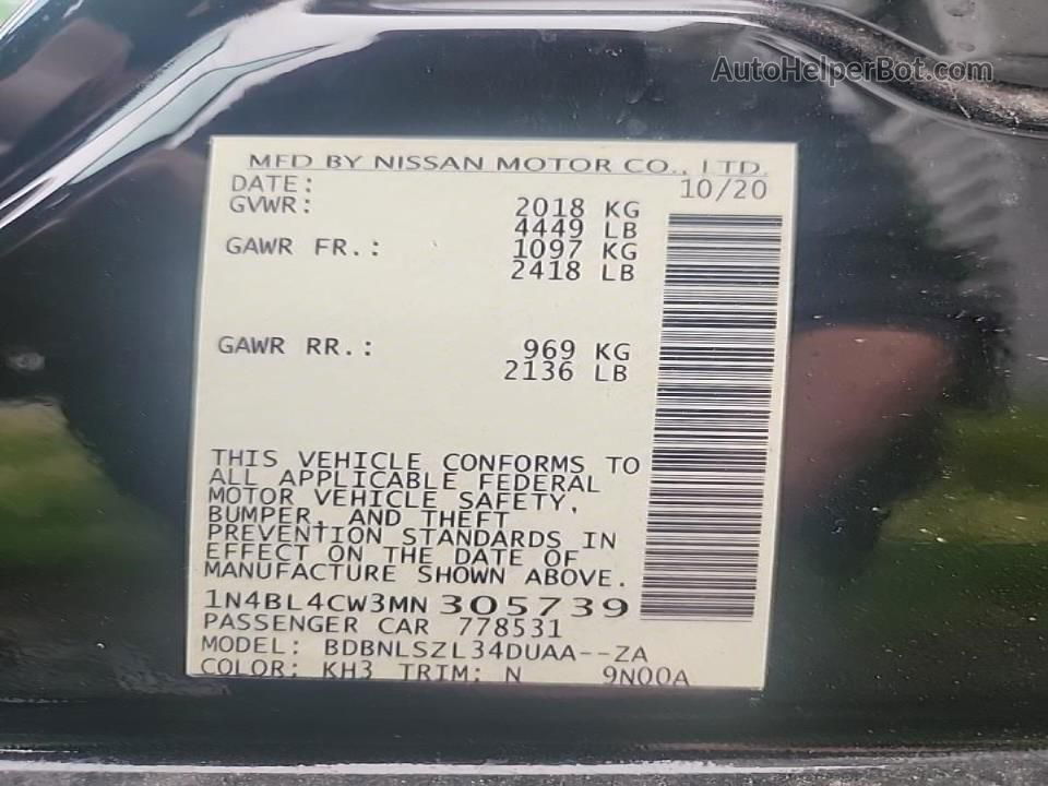 2021 Nissan Altima Sr Черный vin: 1N4BL4CW3MN305739