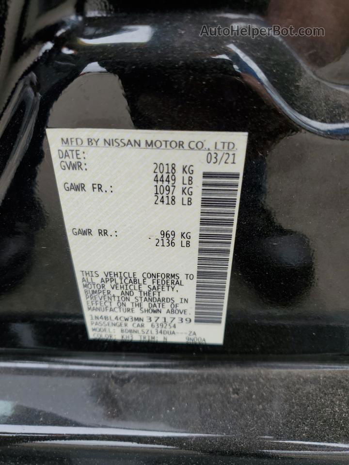 2021 Nissan Altima Sr Black vin: 1N4BL4CW3MN371739