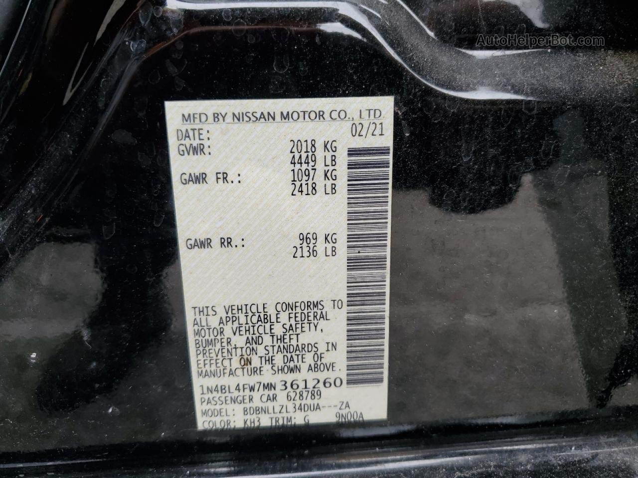 2021 Nissan Altima Platinum Черный vin: 1N4BL4FW7MN361260
