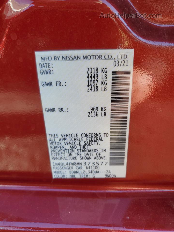 2021 Nissan Altima Platinum Red vin: 1N4BL4FW8MN373577