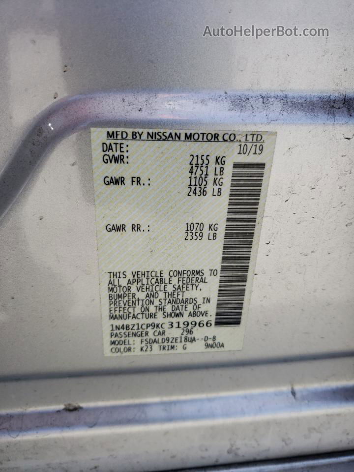 2019 Nissan Leaf S Plus Silver vin: 1N4BZ1CP9KC319966