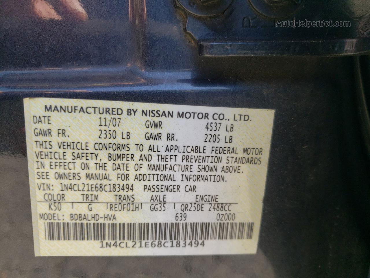 2008 Nissan Altima Hybrid Gray vin: 1N4CL21E68C183494