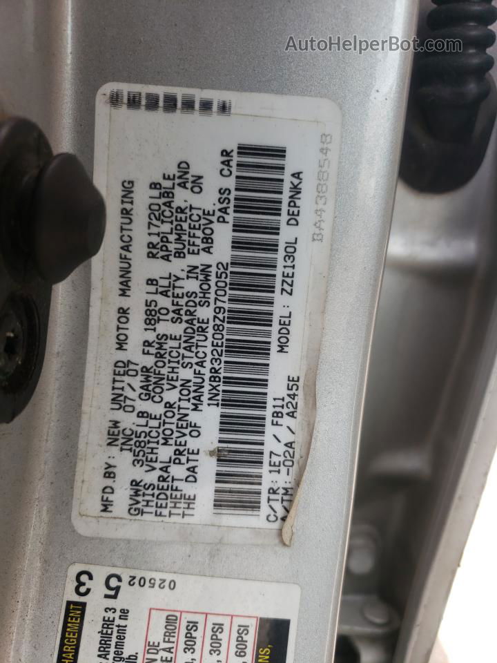 2008 Toyota Corolla Ce Silver vin: 1NXBR32E08Z970052