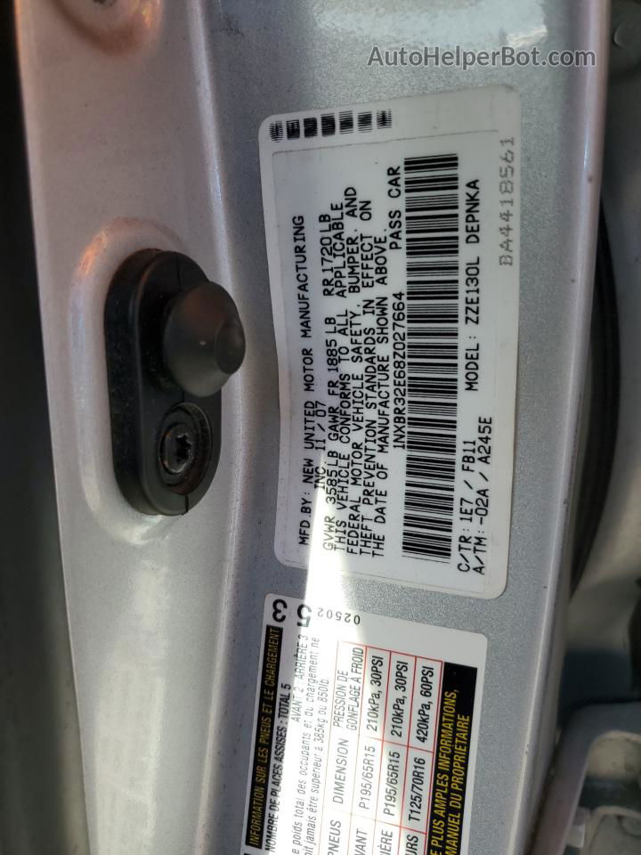 2008 Toyota Corolla Ce Silver vin: 1NXBR32E68Z027664