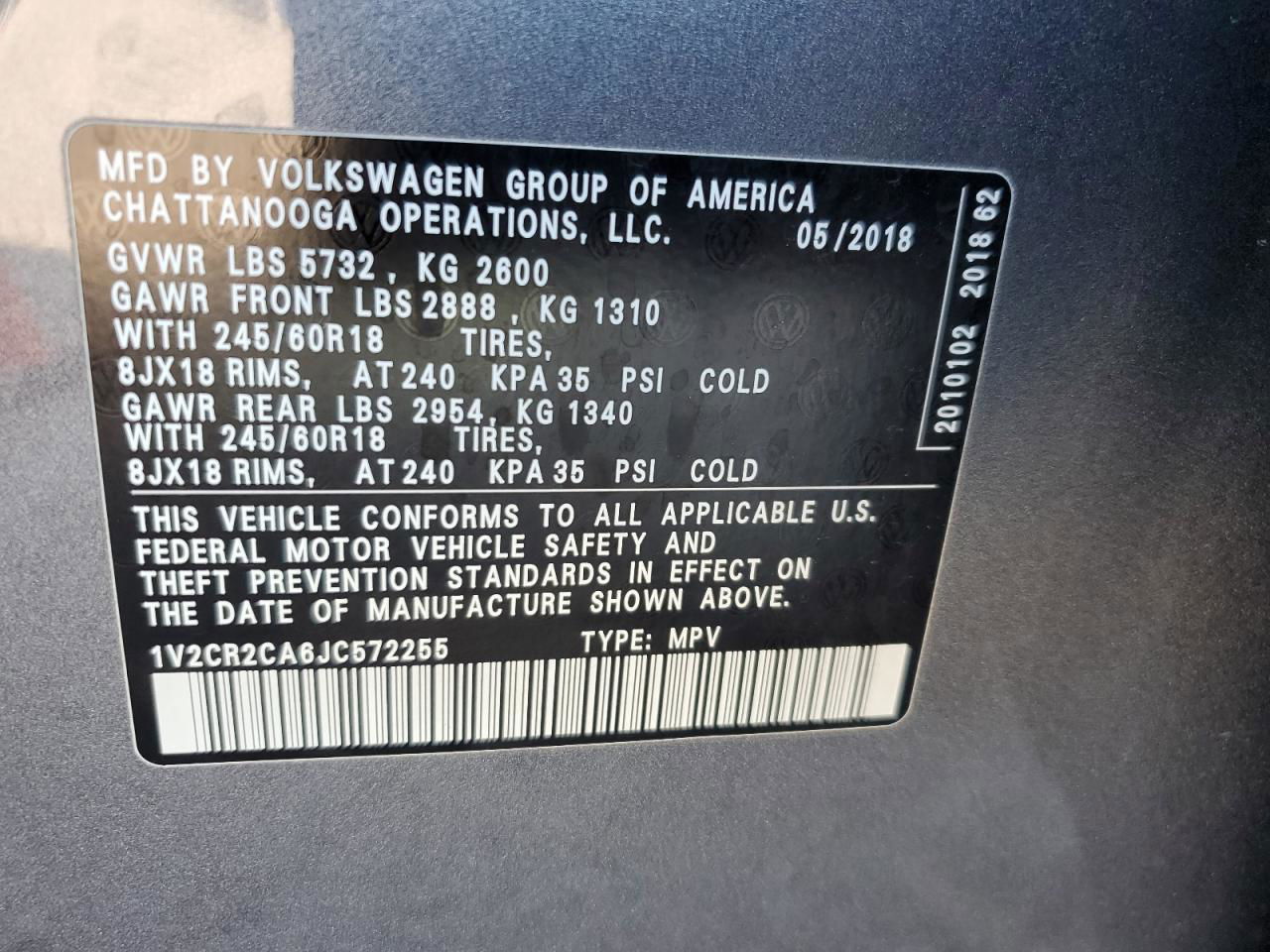 2018 Volkswagen Atlas Se Серый vin: 1V2CR2CA6JC572255