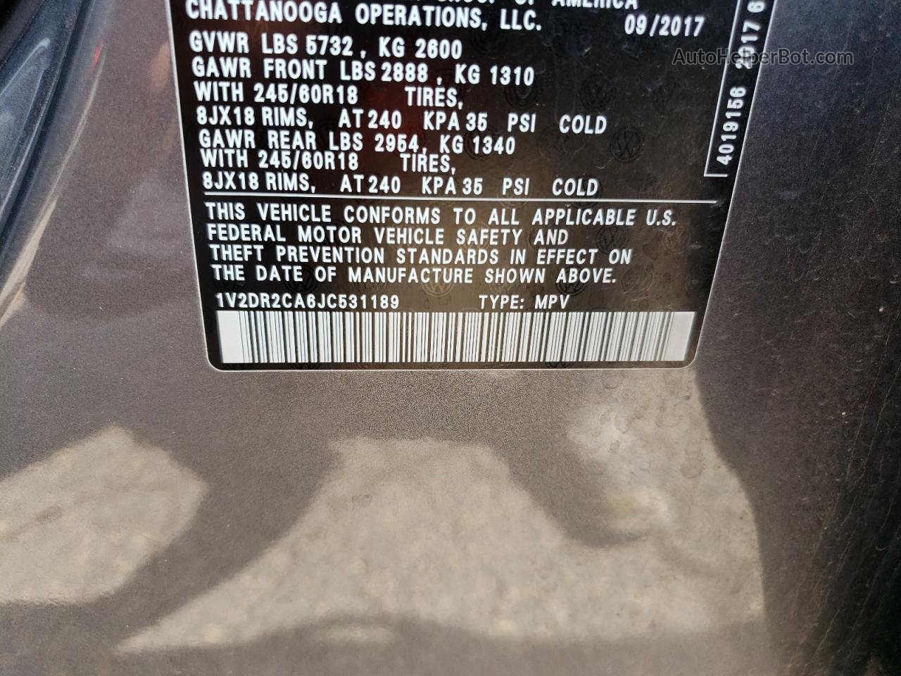 2018 Volkswagen Atlas Se Gray vin: 1V2DR2CA6JC531189