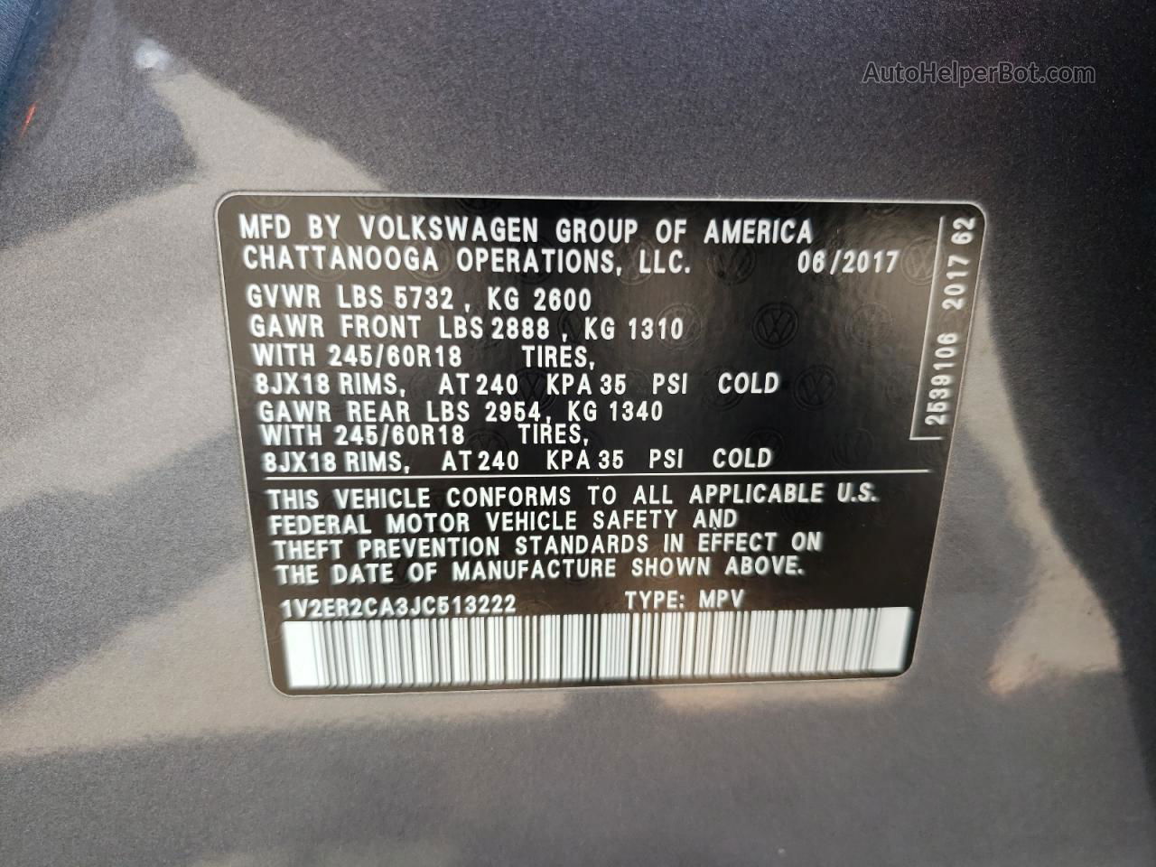 2018 Volkswagen Atlas Sel Gray vin: 1V2ER2CA3JC513222