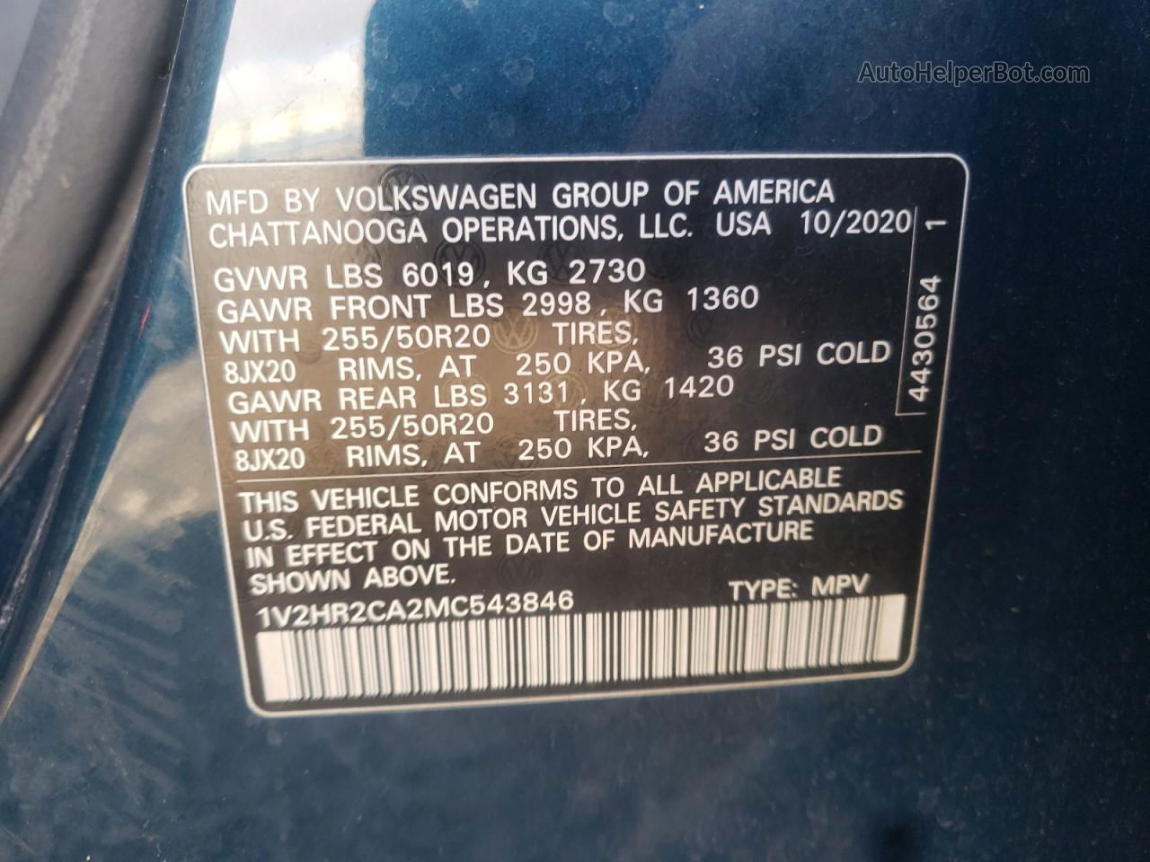 2021 Volkswagen Atlas Se Синий vin: 1V2HR2CA2MC543846