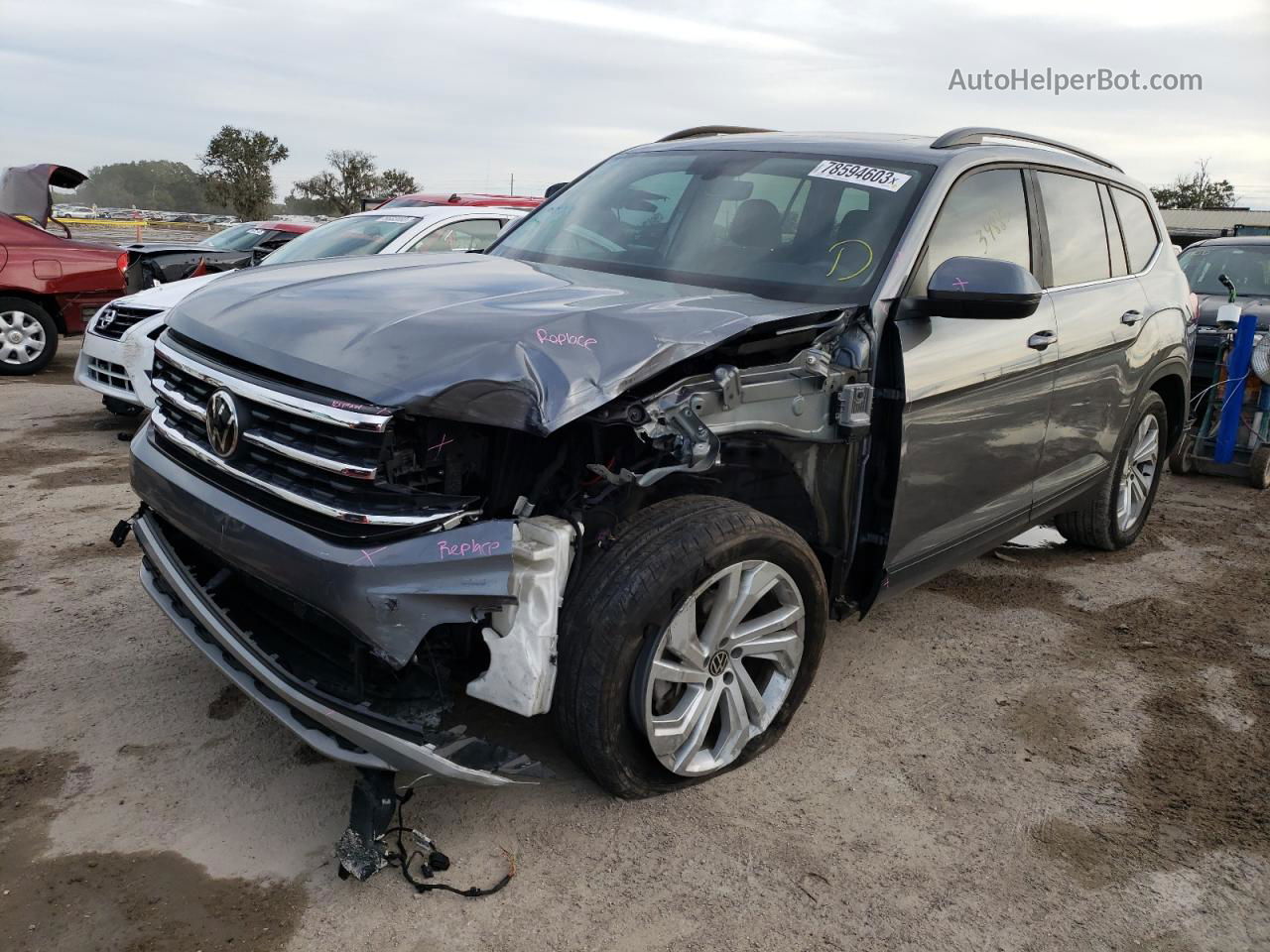 2021 Volkswagen Atlas Se Gray vin: 1V2JR2CA9MC591782