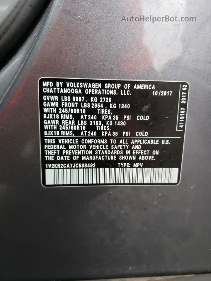 2018 Volkswagen Atlas Se Серый vin: 1V2KR2CA7JC533492