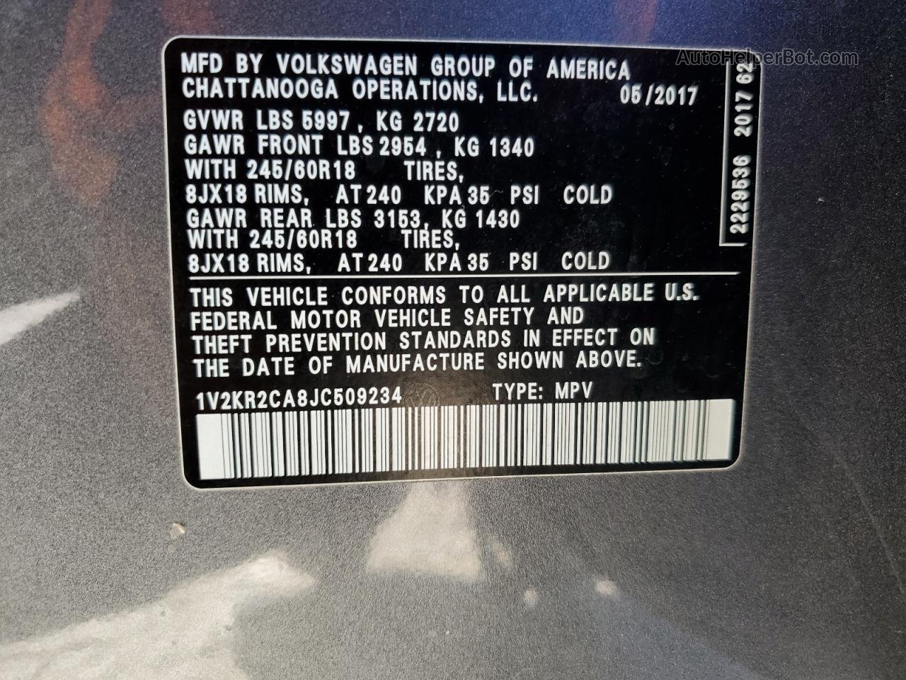 2018 Volkswagen Atlas Se Gray vin: 1V2KR2CA8JC509234