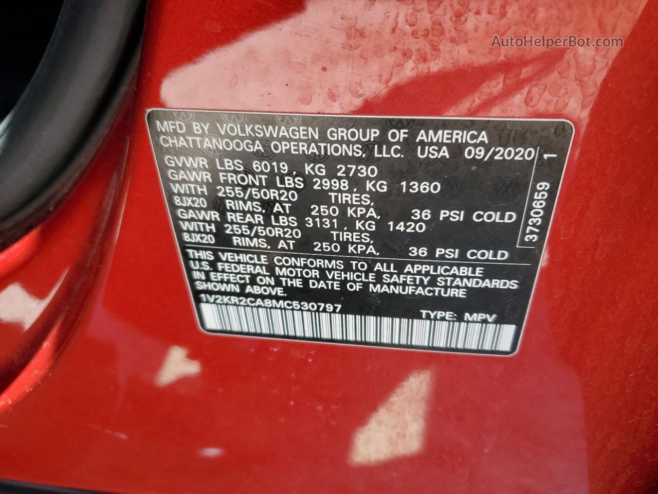 2021 Volkswagen Atlas Se Красный vin: 1V2KR2CA8MC530797