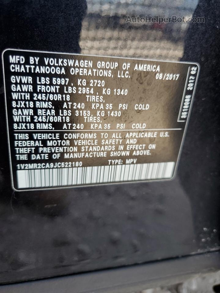 2018 Volkswagen Atlas Sel Черный vin: 1V2MR2CA9JC522180