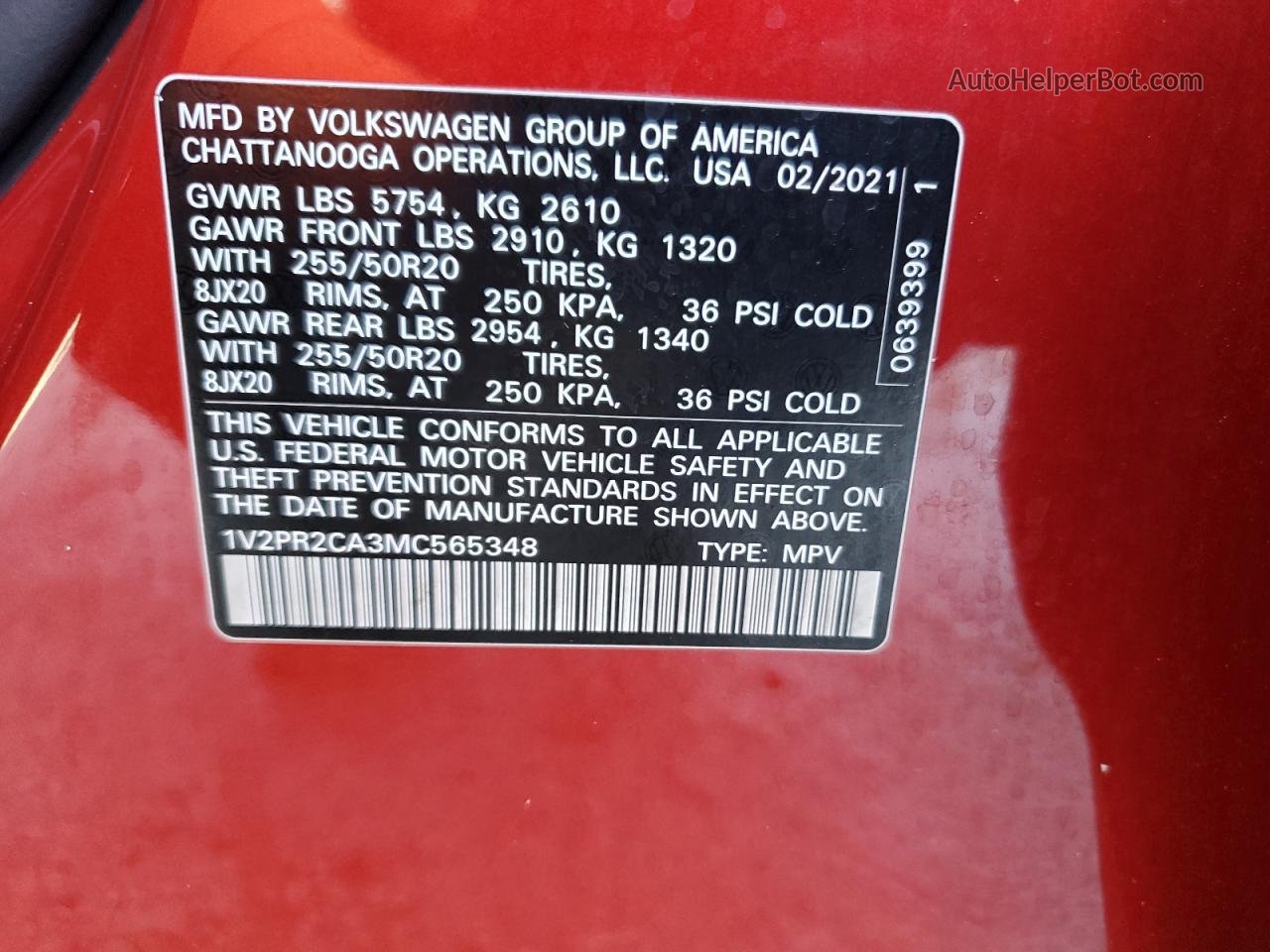 2021 Volkswagen Atlas Se Красный vin: 1V2PR2CA3MC565348