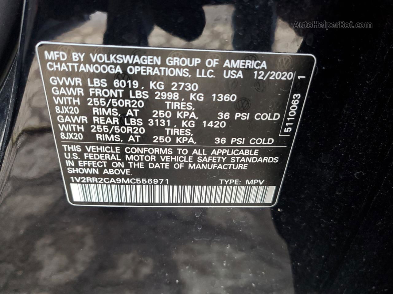 2021 Volkswagen Atlas Se Черный vin: 1V2RR2CA9MC556971