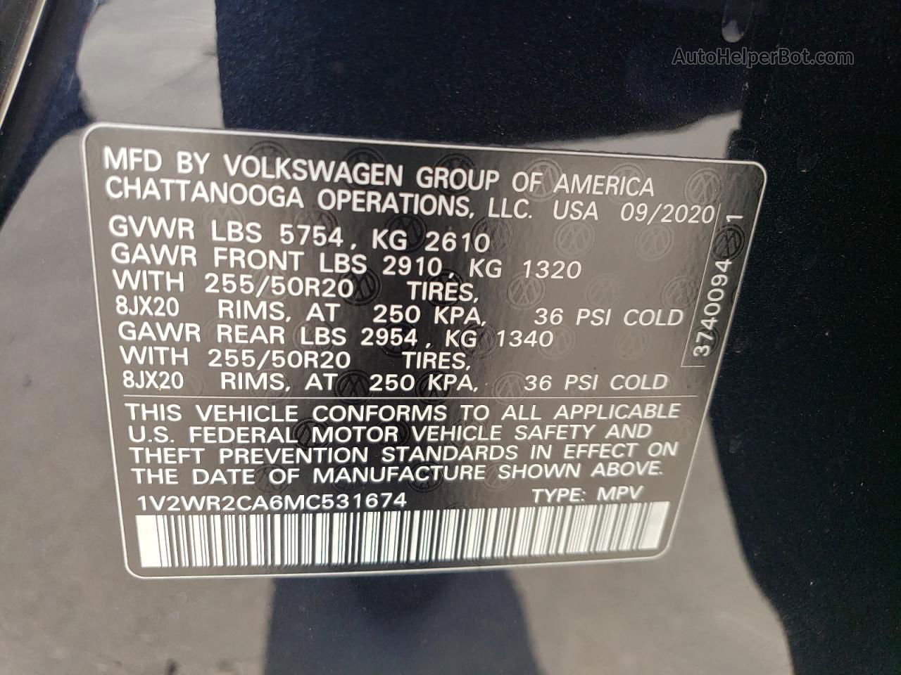 2021 Volkswagen Atlas Se Черный vin: 1V2WR2CA6MC531674