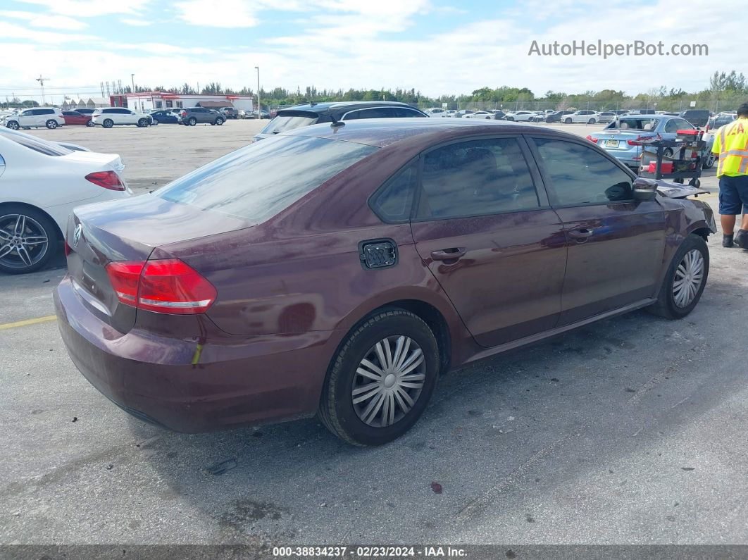 2014 Volkswagen Passat 2.5l S Maroon vin: 1VWAH7A32EC021918