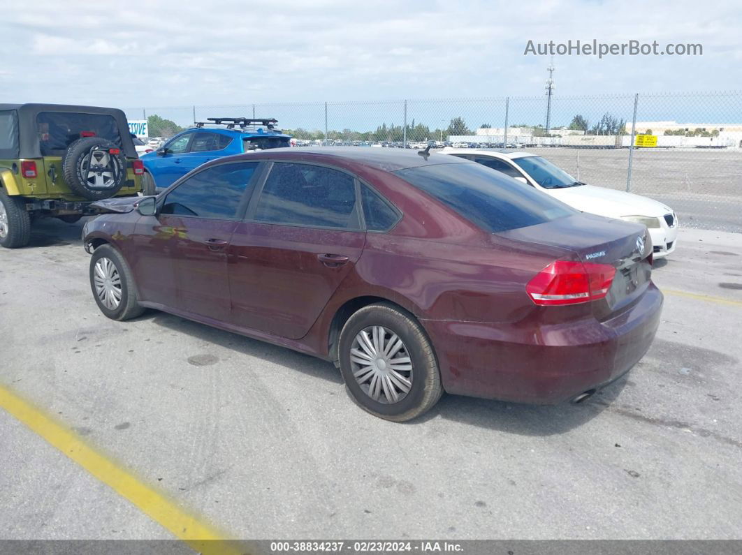 2014 Volkswagen Passat 2.5l S Maroon vin: 1VWAH7A32EC021918