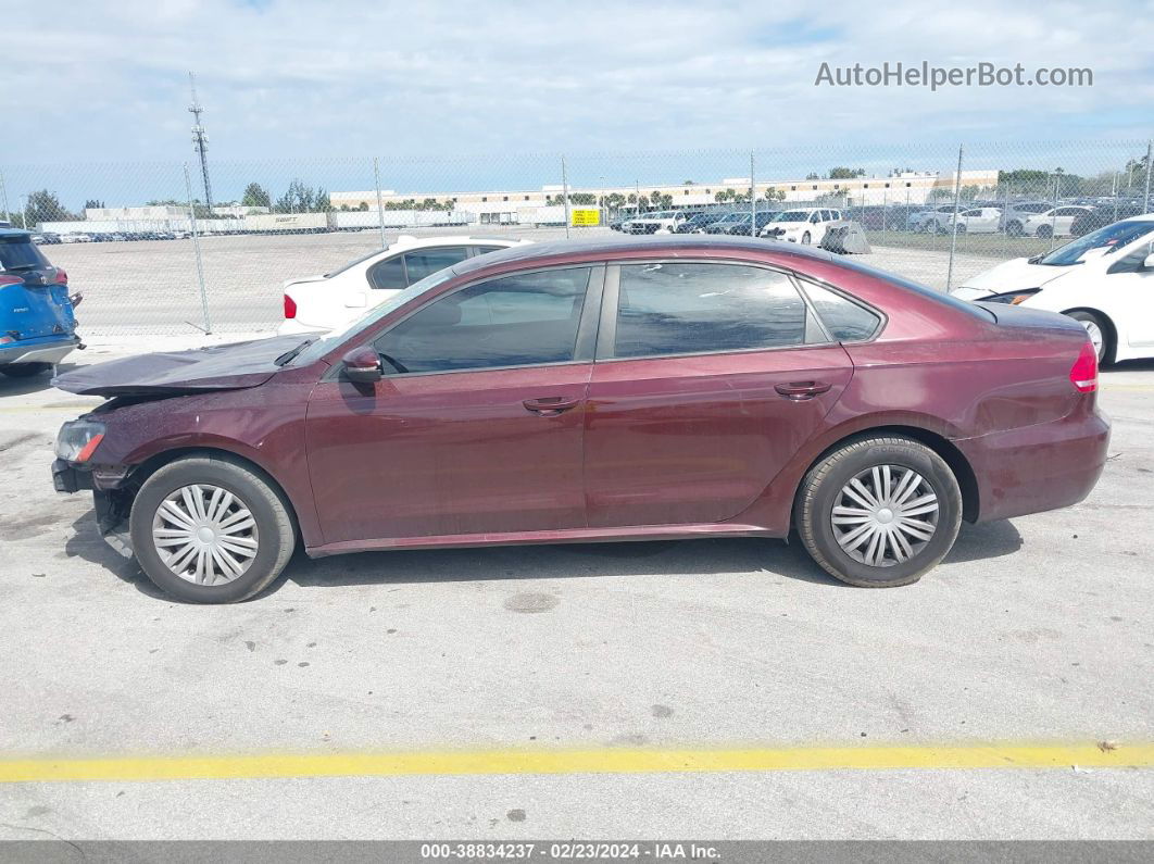 2014 Volkswagen Passat 2.5l S Maroon vin: 1VWAH7A32EC021918