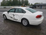 2012 Volkswagen Passat S White vin: 1VWAP7A30CC099050