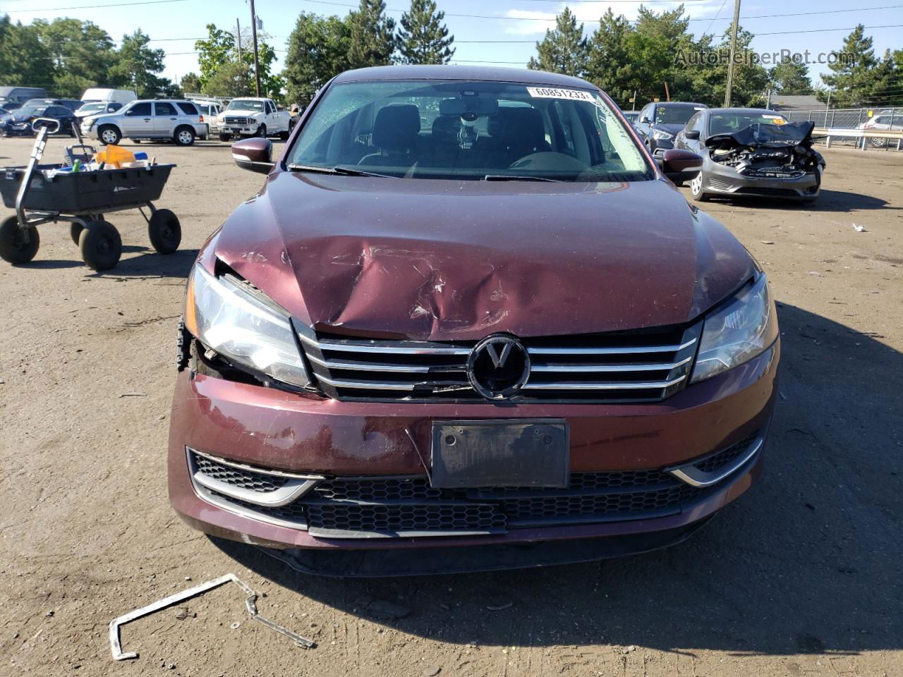 2013 Volkswagen Passat S Темно-бордовый vin: 1VWAP7A32DC024433