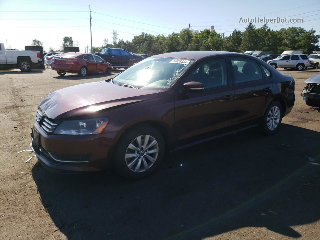 2013 Volkswagen Passat S Maroon vin: 1VWAP7A32DC024433