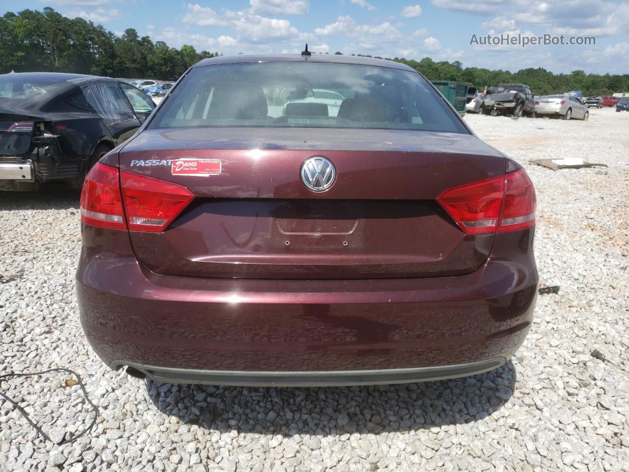 2014 Volkswagen Passat S Burgundy vin: 1VWAP7A37EC020038