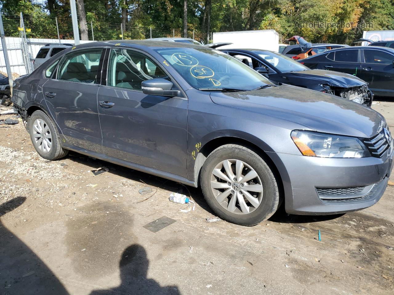 2013 Volkswagen Passat S Серый vin: 1VWAP7A3XDC096884