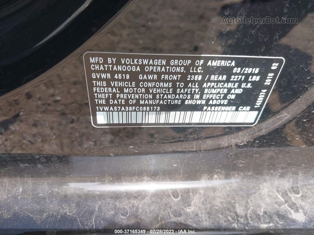 2015 Volkswagen Passat 1.8t Limited Edition Черный vin: 1VWAS7A38FC085173