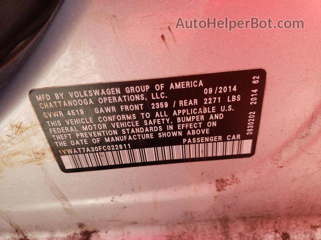 2015 Volkswagen Passat S Silver vin: 1VWAT7A30FC022811