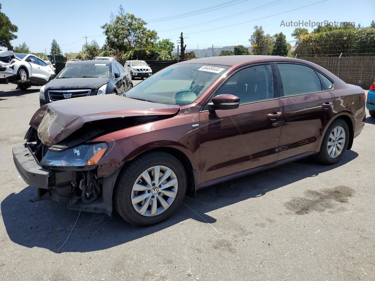 2014 Volkswagen Passat S Burgundy vin: 1VWAT7A31EC081803