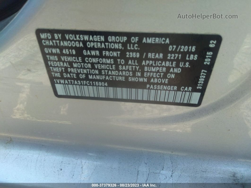 2015 Volkswagen Passat 1.8t Limited Edition Silver vin: 1VWAT7A31FC115904