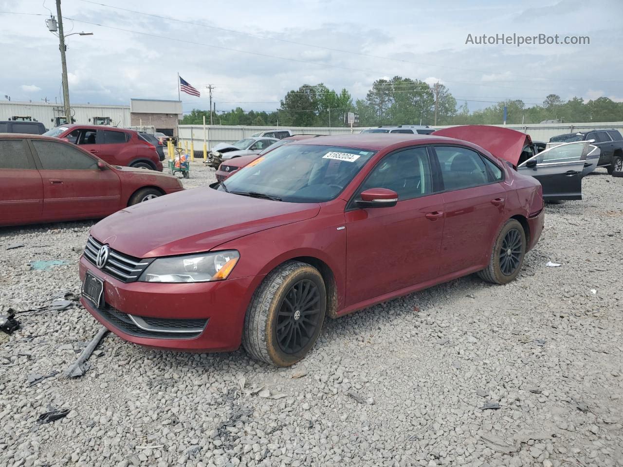 2015 Volkswagen Passat S Red vin: 1VWAT7A32FC049881