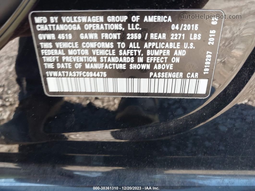 2015 Volkswagen Passat 1.8t Limited Edition Black vin: 1VWAT7A37FC094475