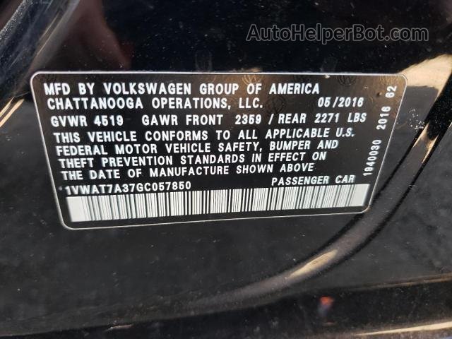 2016 Volkswagen Passat S Black vin: 1VWAT7A37GC057850
