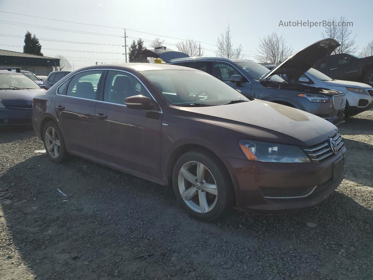 2014 Volkswagen Passat S Maroon vin: 1VWAT7A38EC063637