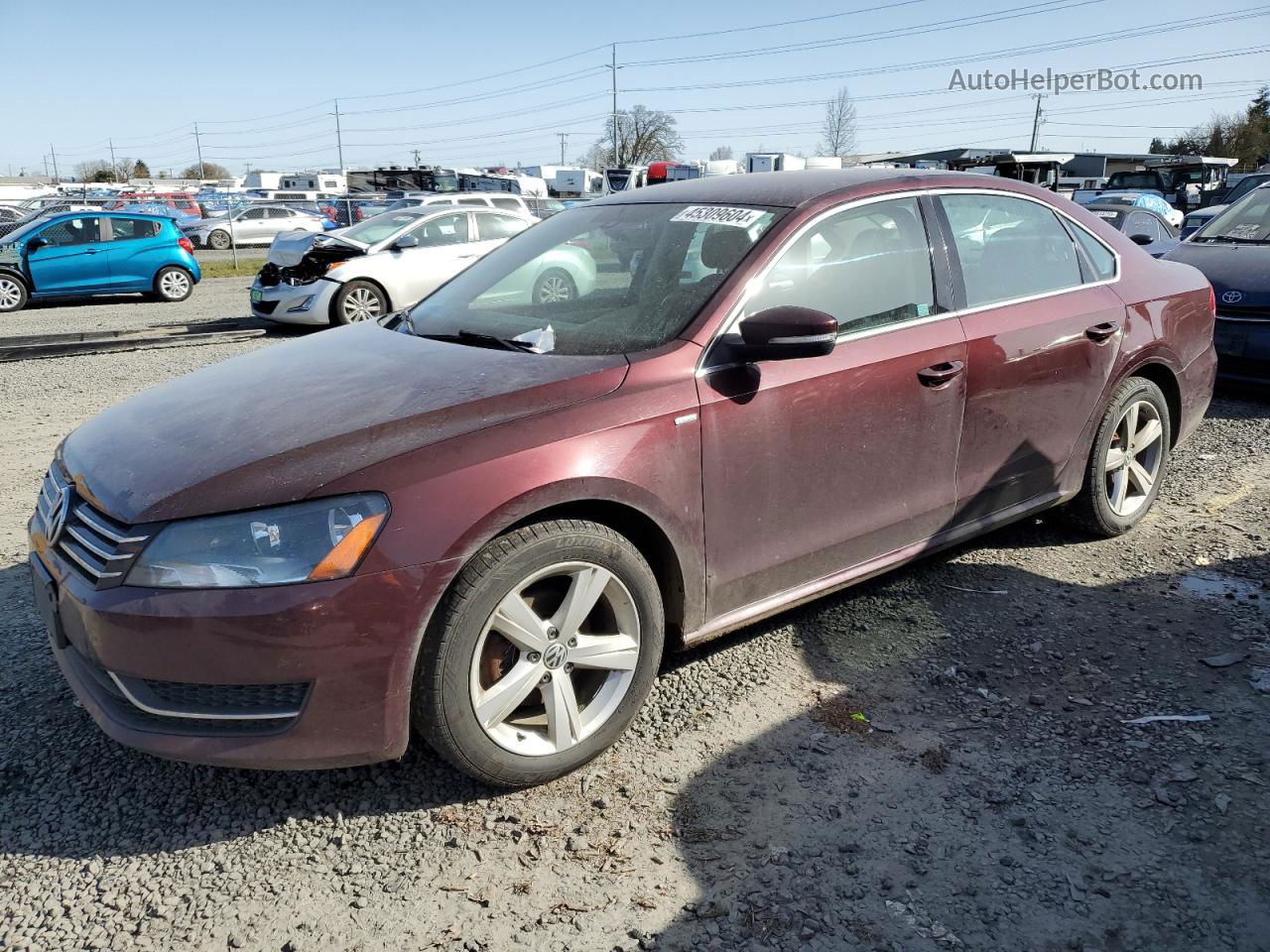 2014 Volkswagen Passat S Maroon vin: 1VWAT7A38EC063637