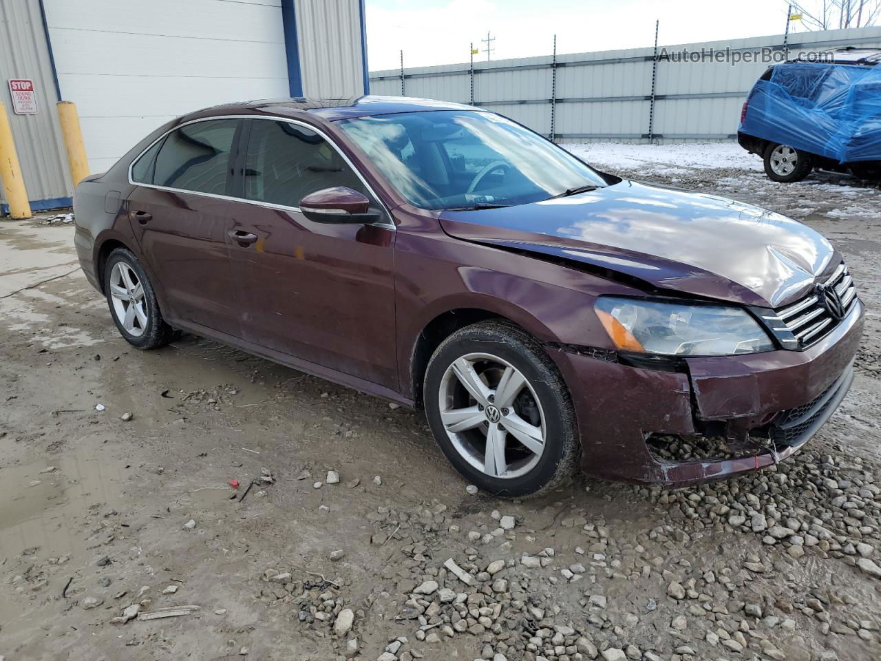 2012 Volkswagen Passat Se Maroon vin: 1VWBH7A3XCC067322