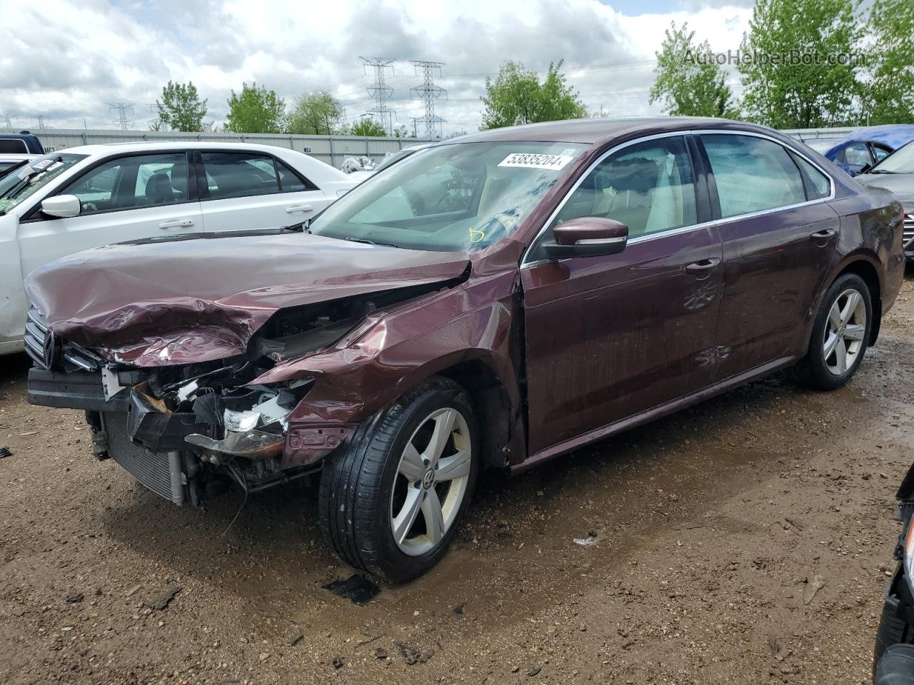 2013 Volkswagen Passat Se Maroon vin: 1VWBH7A3XDC136057