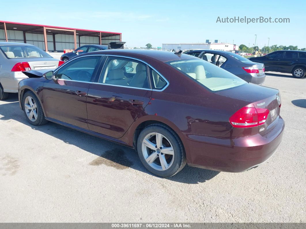 2012 Volkswagen Passat 2.0l Tdi Se Burgundy vin: 1VWBN7A31CC007566