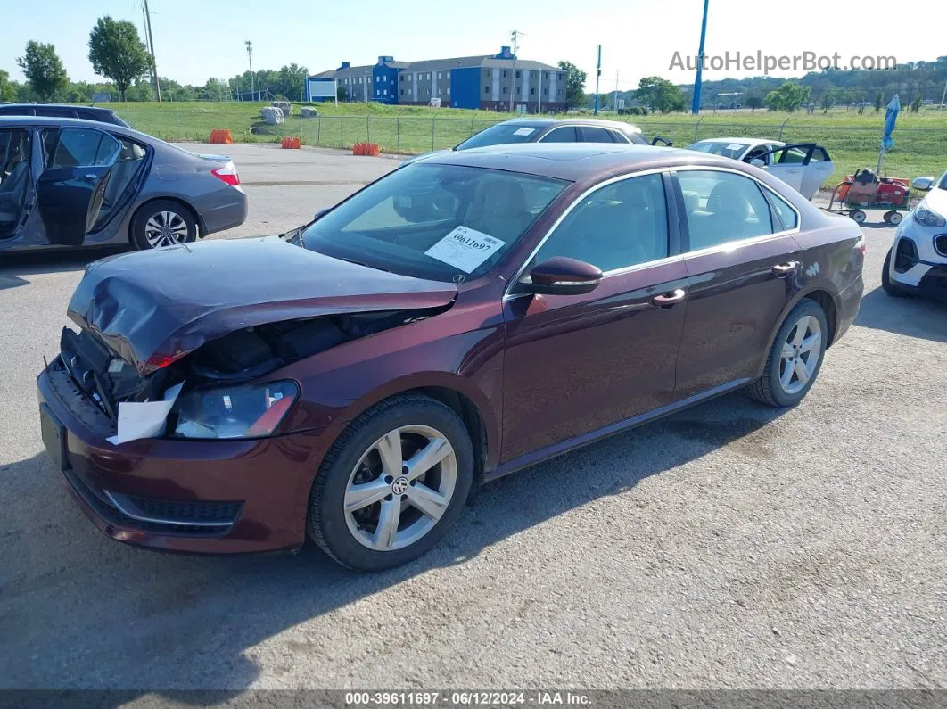 2012 Volkswagen Passat 2.0l Tdi Se Burgundy vin: 1VWBN7A31CC007566