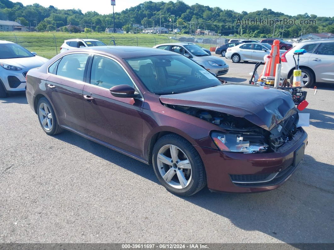 2012 Volkswagen Passat 2.0l Tdi Se Burgundy vin: 1VWBN7A31CC007566