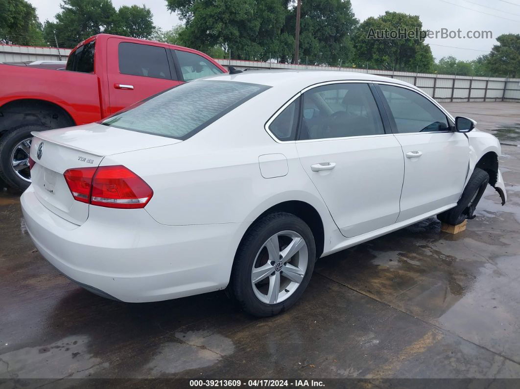 2012 Volkswagen Passat 2.0l Tdi Se White vin: 1VWBN7A31CC042415