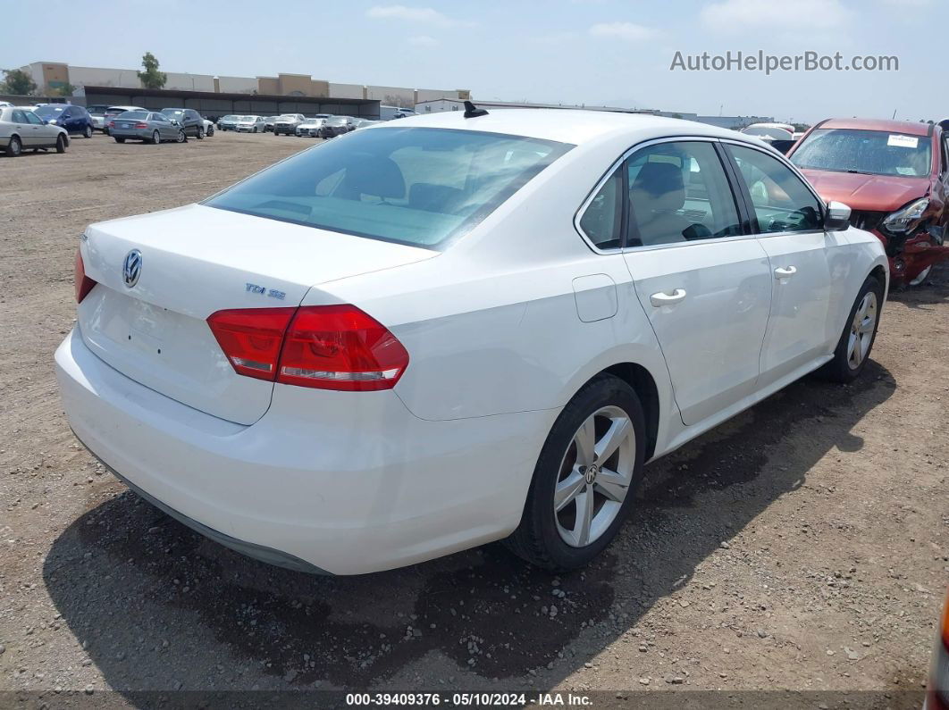 2013 Volkswagen Passat 2.0l Tdi Se White vin: 1VWBN7A31DC087517